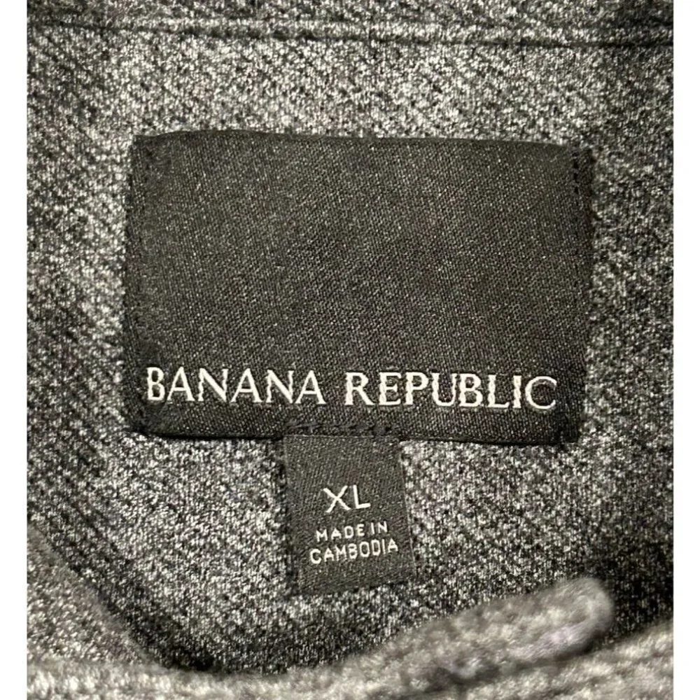 Banana Republic Gray Moto Jacket Men's Size XL Zipper Button Collar Heavy Casual